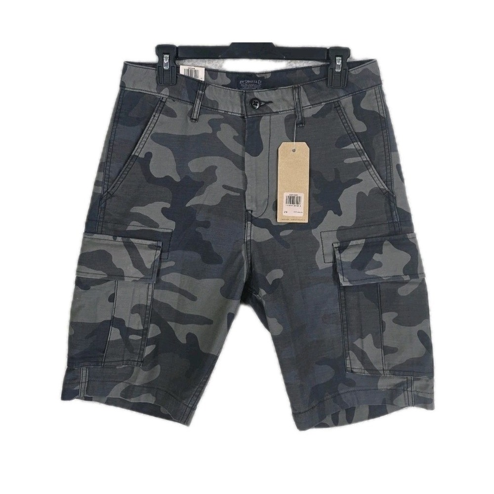 Levis Shorts Carrier Cargo Camo Men 29 (31x21.5) Grey Ripstop Loose Utility NWT
